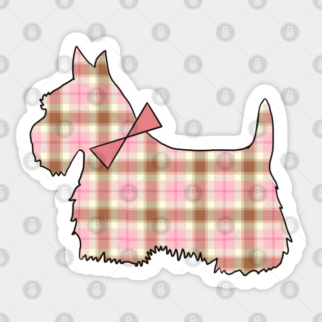 Pink plaid Scotty dog Sticker by theroseandraven